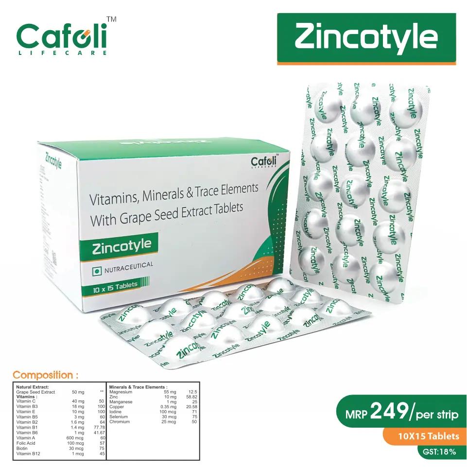 Grape Seed Extract  + Vitamin C Tablet at the best price in PCD Pharma Franchise for Comprehensive Vitamin and Mineral Supplement.